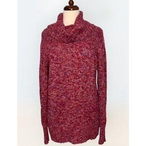 Ann Taylor Cotton Blend Pink & Orange Knit Cawl Neck Tunic Casual Sweater XL